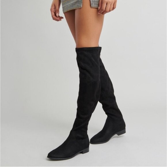 Steve Madden Odessa Black Suede Over-the-Knee Tall Boots Size 8 Minimalist Fall - Picture 1 of 13